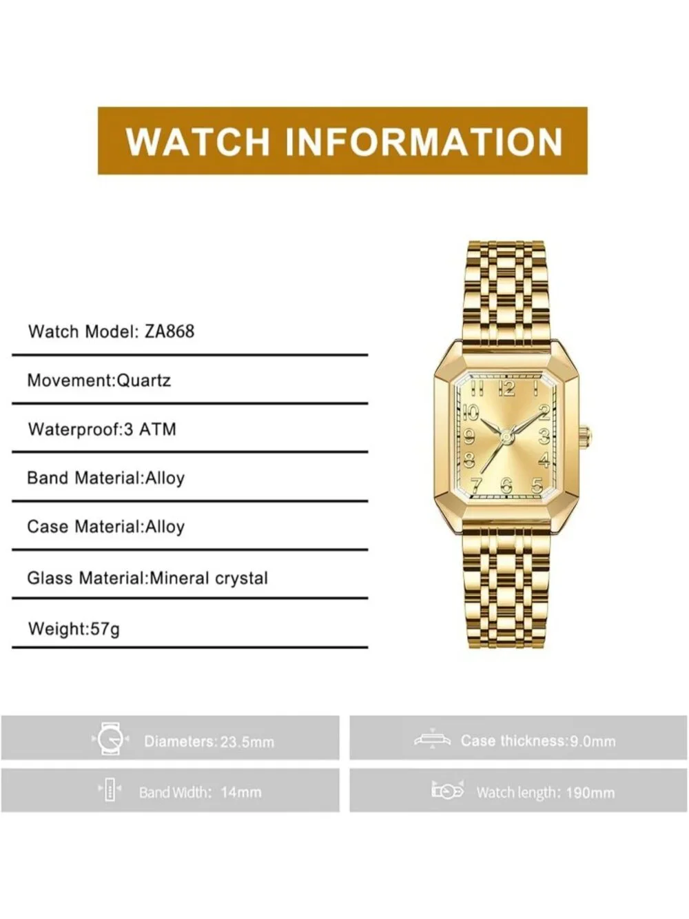 Women's Full Gold Vintage Roman Numeral Dial Adjustable Alloy Bracelet Watch